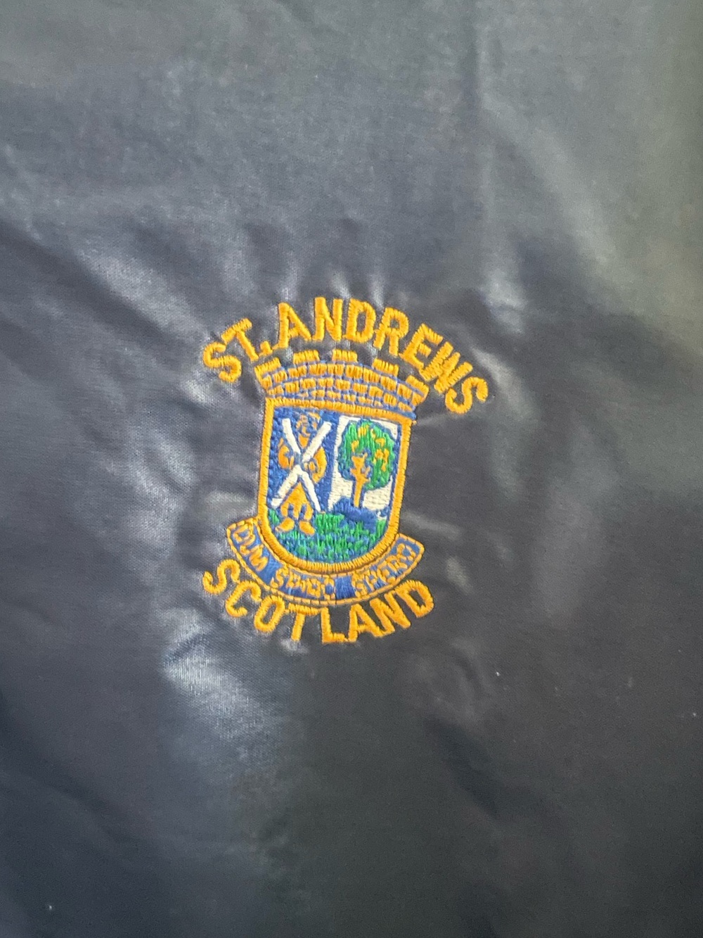Vintage Navy V-Neck Pullover Jacket with Embroidered Scotland Crest